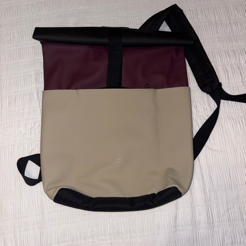 Two-Tone Roll-Top Backpack in Burgundy and Taupe - Men's Everyday Pack